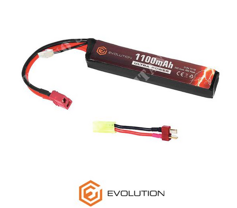 Evolution Li-Po Ultra Power 11.1V 1100mAh 20C - 40C Peak with T- Plug + Adapter (mm 16.3x20x103)