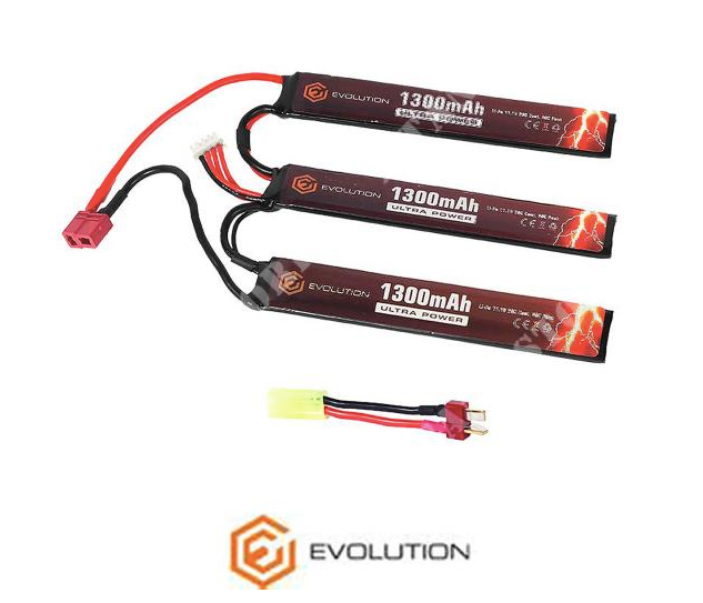 Evolution Li-Po Ultra Power 11.1V 1300mAh 20C - 40C Peak with T- Plug + Adapter (3 x mm 6.1x21x130)